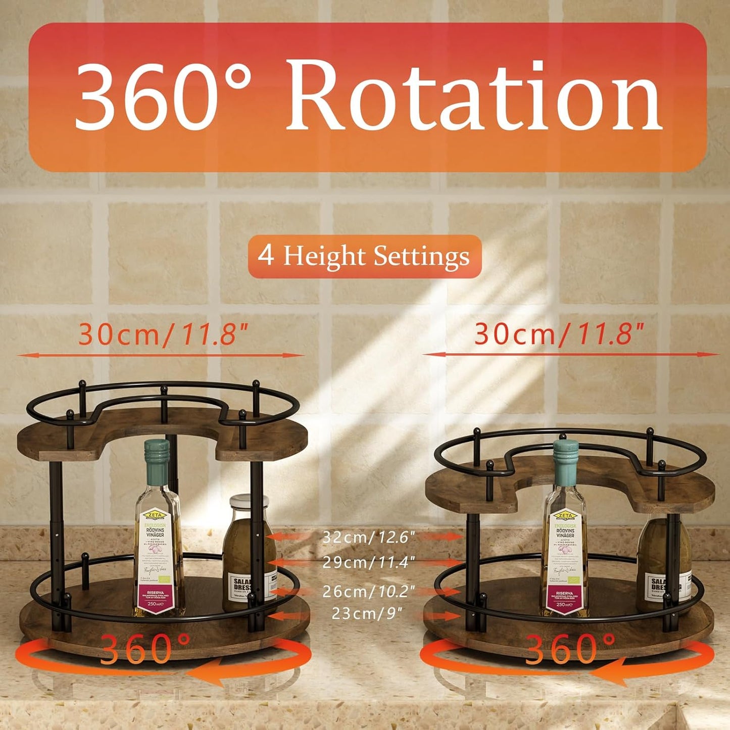 360° Rotating Stainless Steel Spice Rack