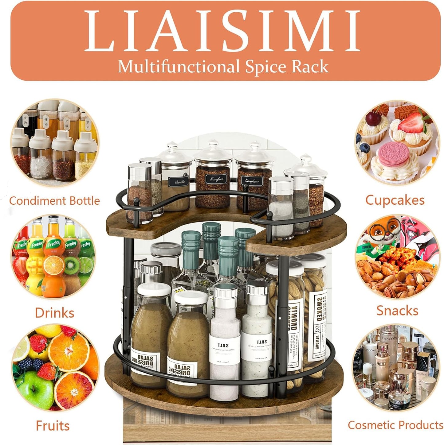 360° Rotating Stainless Steel Spice Rack